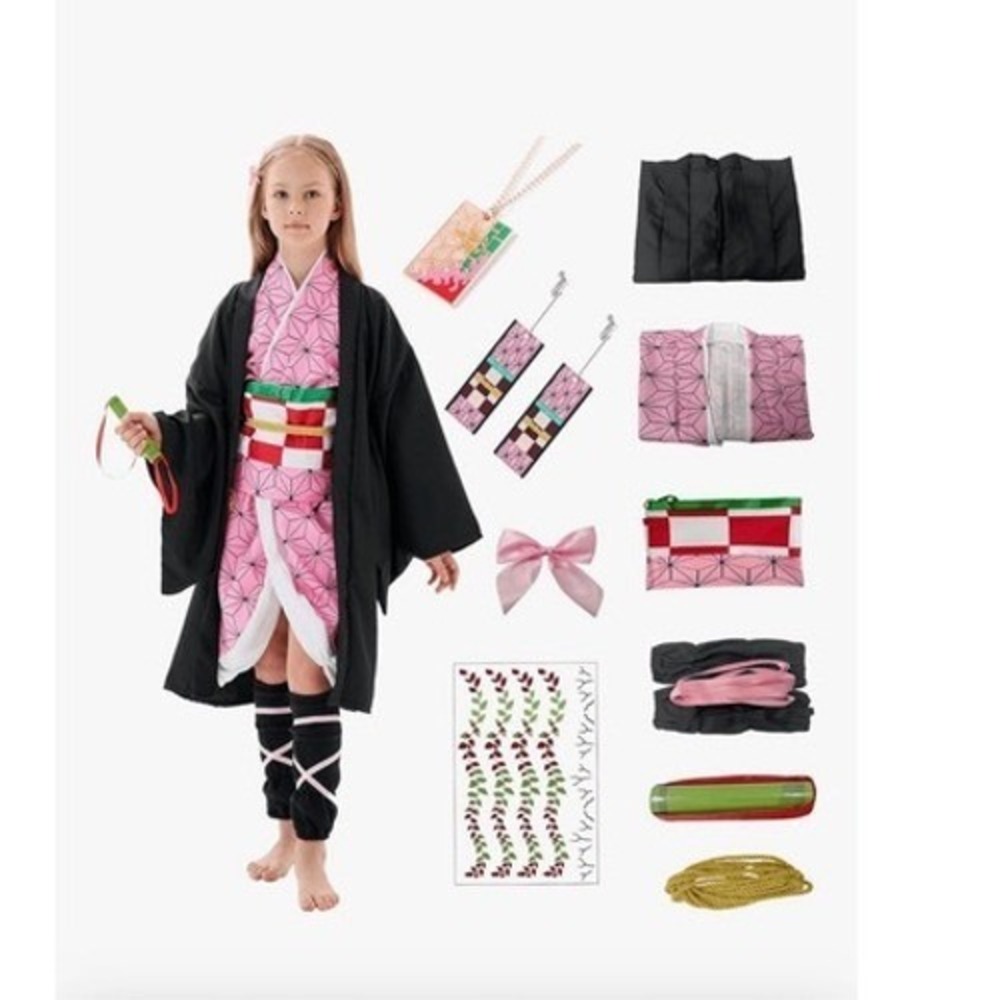 New Girl's Size 8 Japanese Kimono Cloak Set Accessories Cosplay Costume Slayer